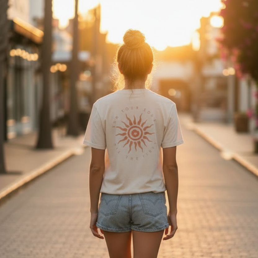 put on a person in a beach town
